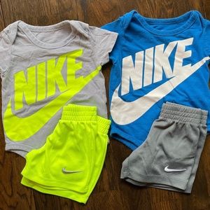 Nike short sleeve onesies and shorts